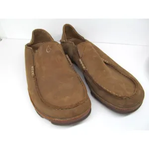Olukai Moloa Mens Brown Leather Loafers Size US 8.5 EUR 41.5