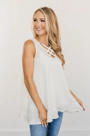 Passionate & Proud Criss-Cross Tank Top- Ivory