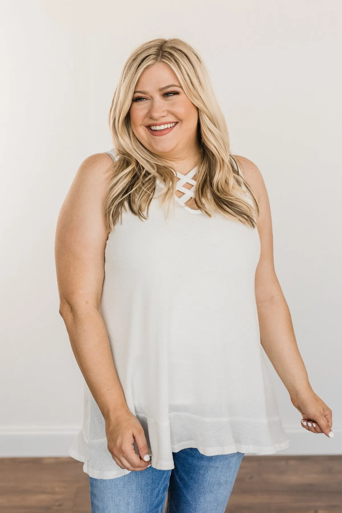 Passionate & Proud Criss-Cross Tank Top- Ivory