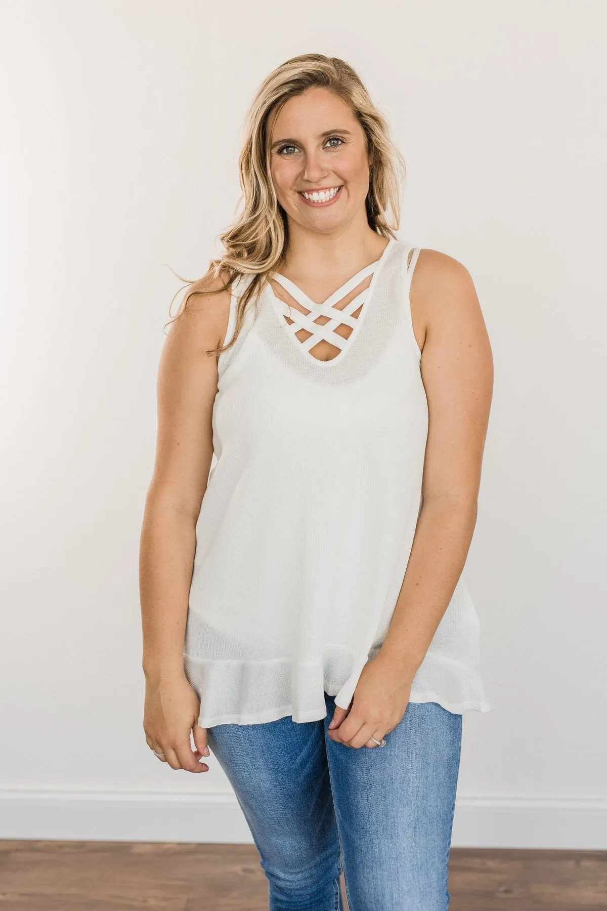 Passionate & Proud Criss-Cross Tank Top- Ivory