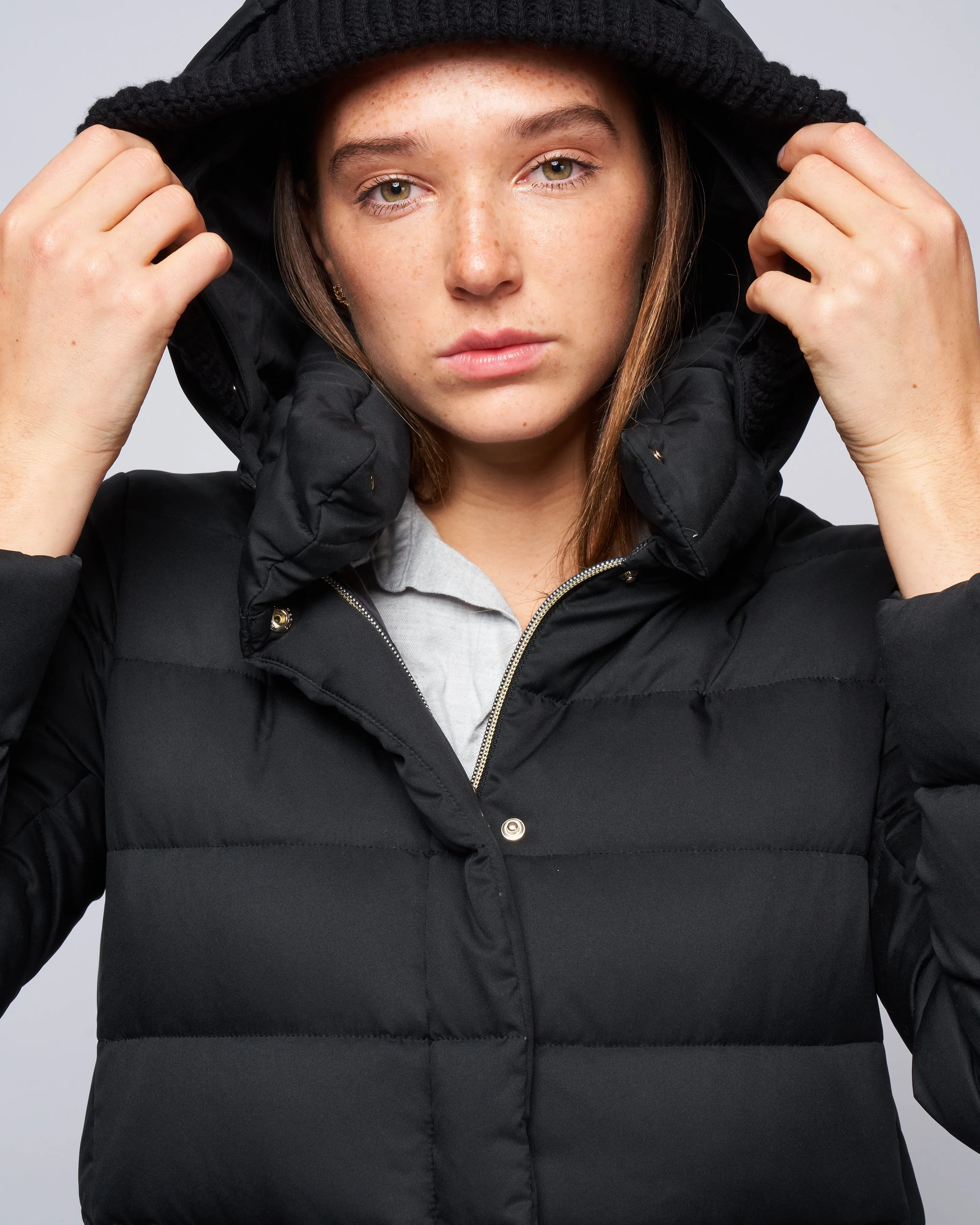 poly a-line hi-lo - nero