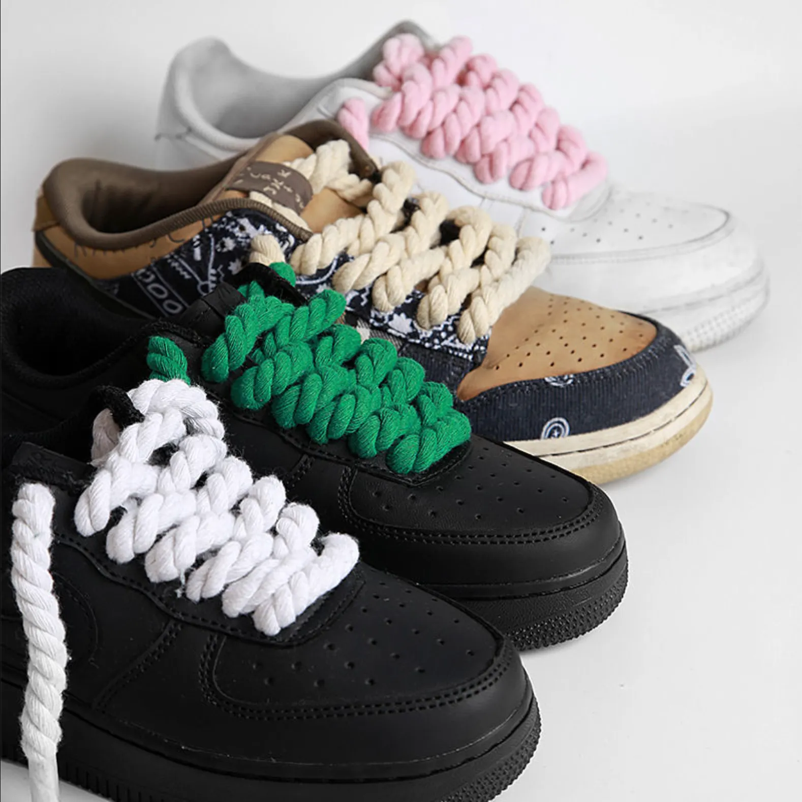 "TWISTED" Gros Lacets Marron Chaussures Style Grosse Corde Torsadée - URB1™