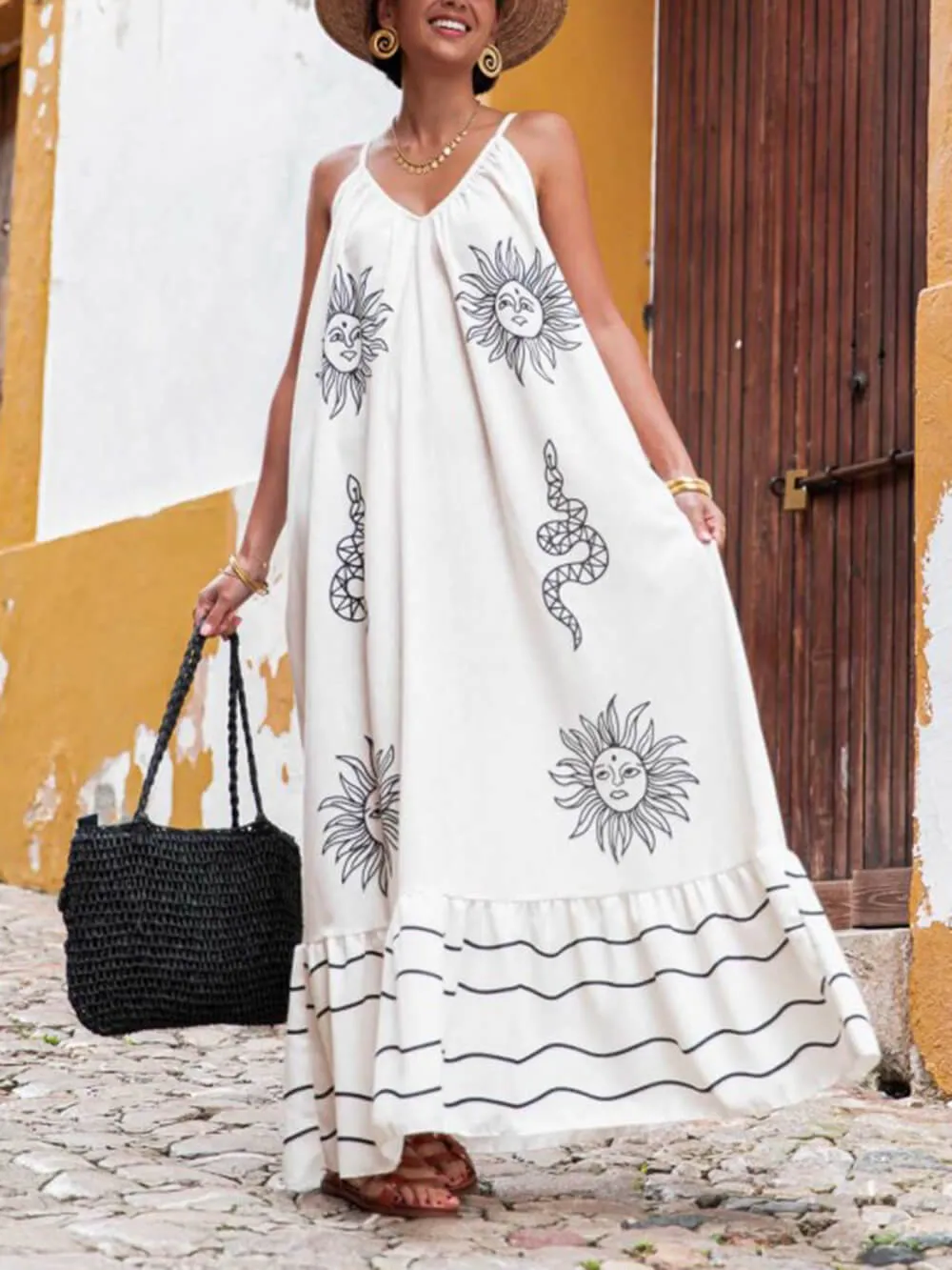 Rachel Loose V-Neck Maxi Dress