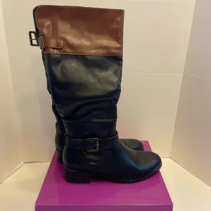 Rampage black brown riding boots 9m 1/2 zipper calf inkling style
