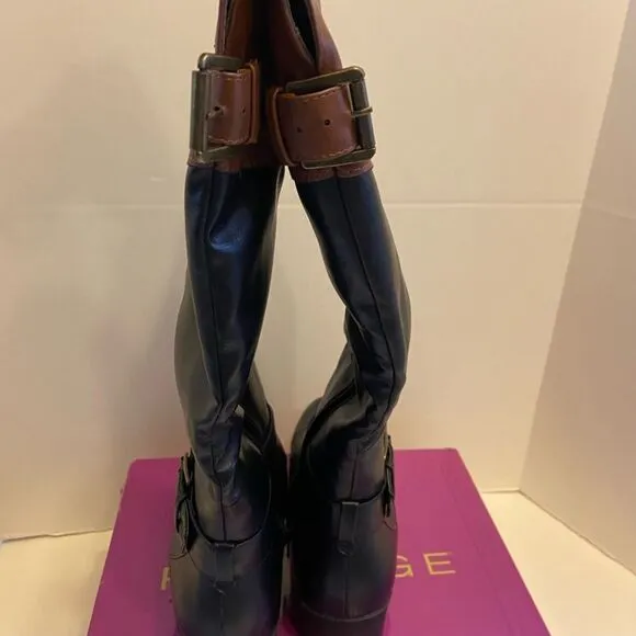 Rampage black brown riding boots 9m 1/2 zipper calf inkling style