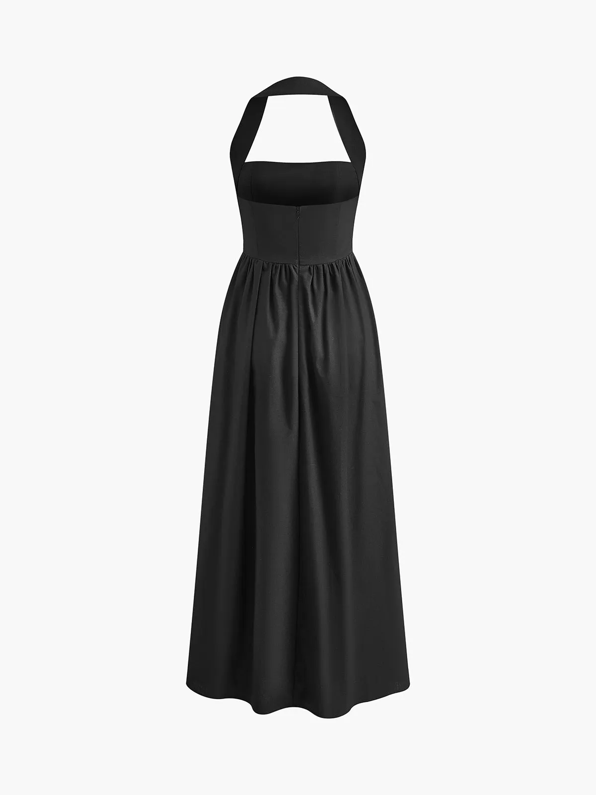 Refined Halter Neck A-Line Midi Dress