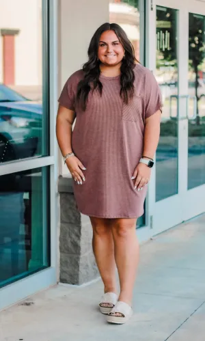 Relying On Ribbed Dress in Rust
