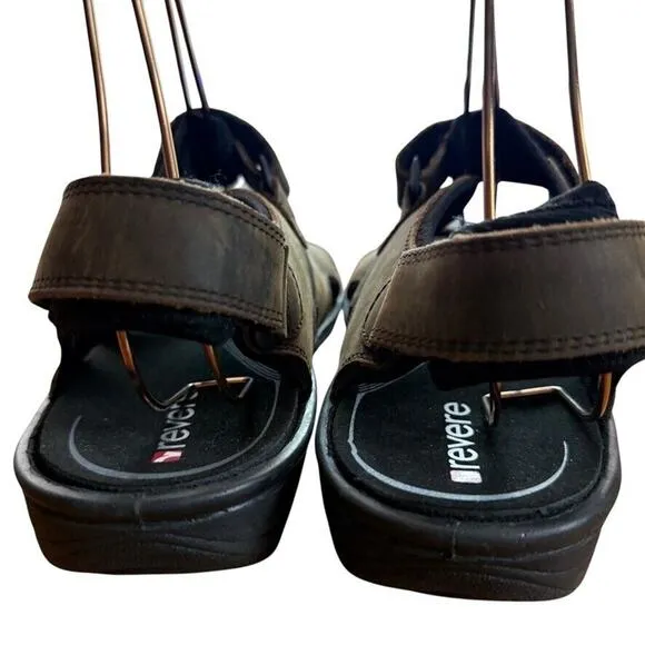 Revere Montana Crazy Horse Brown Leather Sport Hiking Camping Sandals Shoes 9