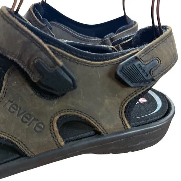 Revere Montana Crazy Horse Brown Leather Sport Hiking Camping Sandals Shoes 9
