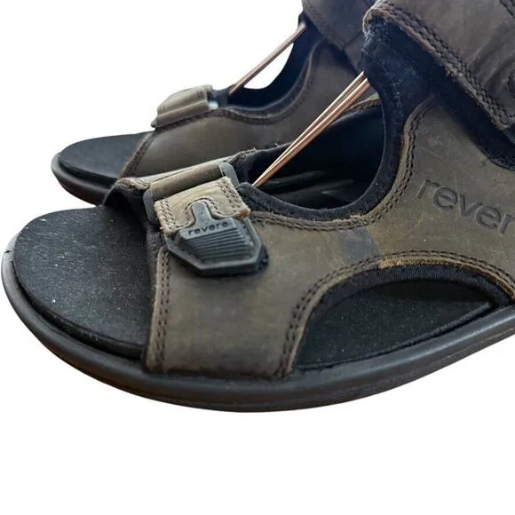 Revere Montana Crazy Horse Brown Leather Sport Hiking Camping Sandals Shoes 9