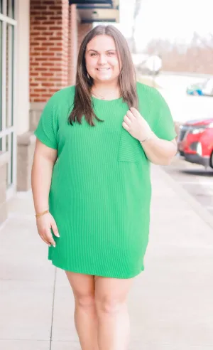 Ribbed Forever Dress in Kelly Green
