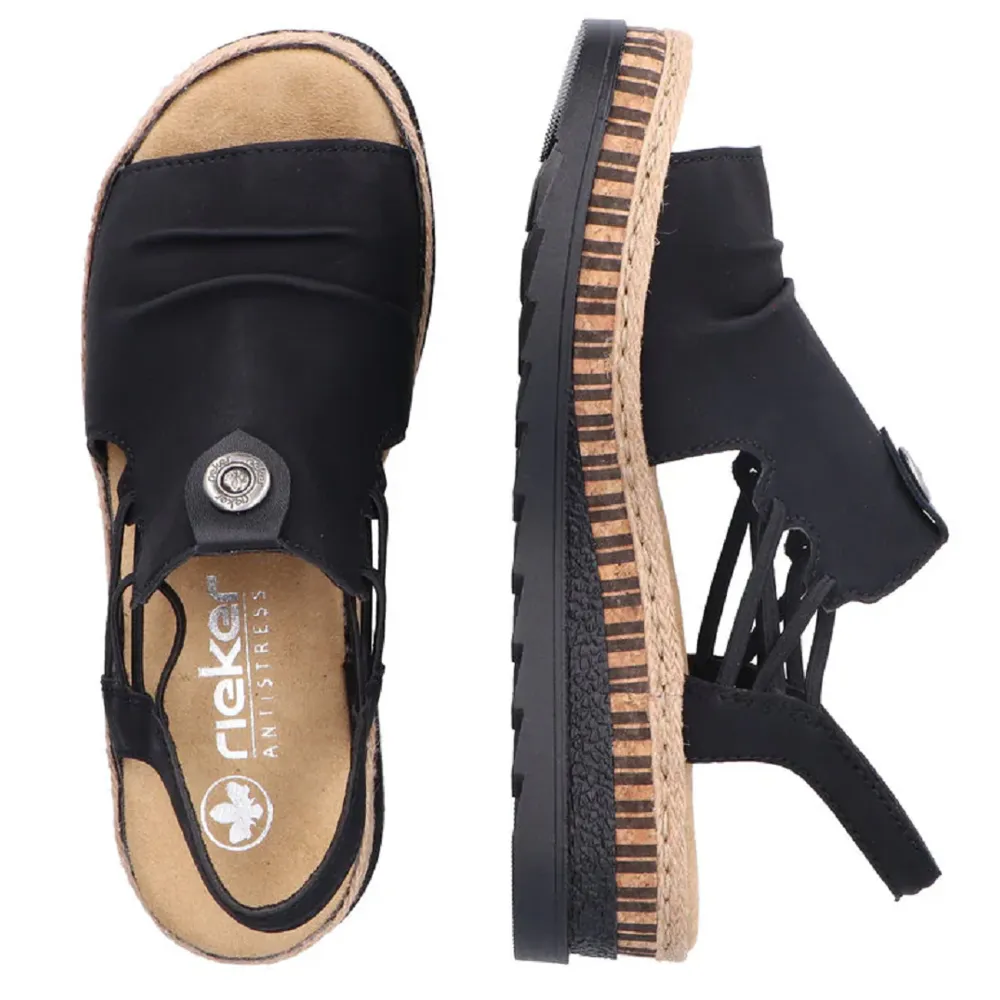 Rieker V7972-00 (Snowdonia) Black Sandals