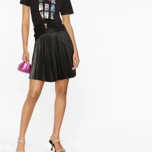 RL - DKNY Faux Leather Caper Pleated Skirt