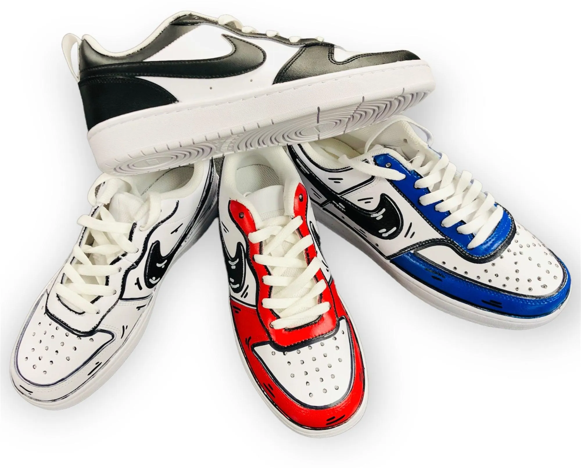 SCARPE NIKE COURT BOROUGH LOW 2 LE SNEAKERS ONE CUSTOM PANDA