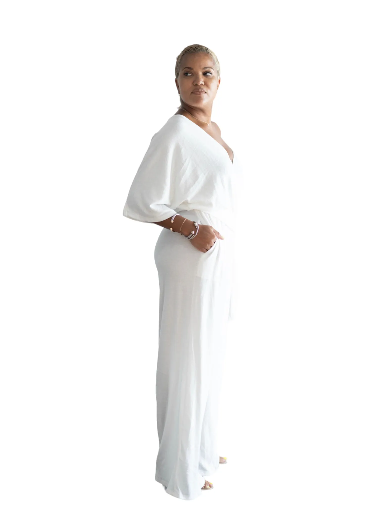 Serena - Zen Wide Leg Jumper - White - TN - 151