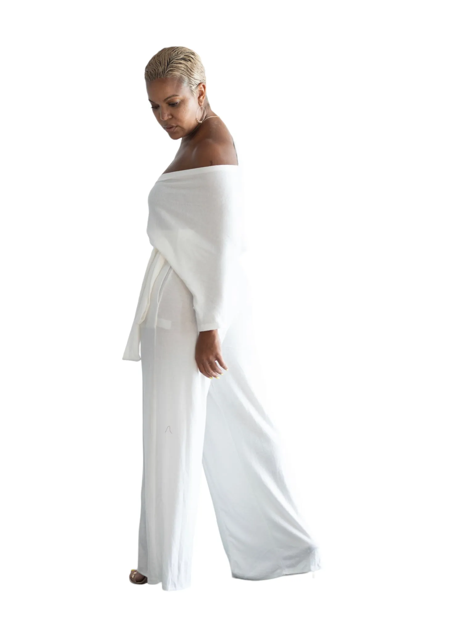 Serena - Zen Wide Leg Jumper - White - TN - 151