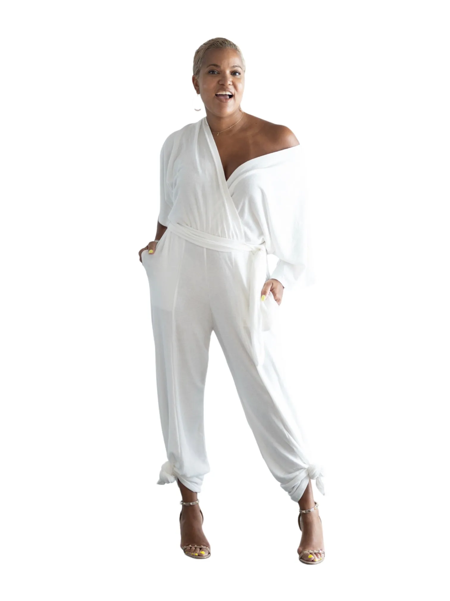 Serena - Zen Wide Leg Jumper - White - TN - 151