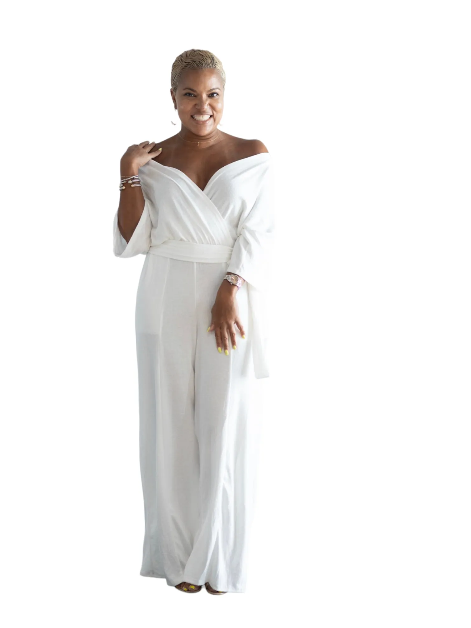 Serena - Zen Wide Leg Jumper - White - TN - 151
