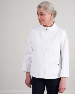 short shantung pleat back topper - bianco