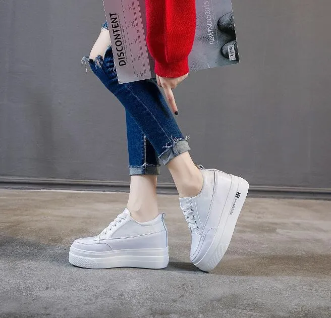 Small Size Thick Sole Silk Satin Lace Up Trainers AS127