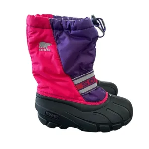Sorel Girls size 2 Pink Purple Cub Snow Boots Winter Waterproof