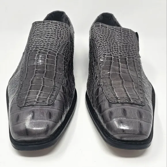 Stacy Adams Parisi Gray Leather Crocodile Embossed Loafers Size 13 Style 24903