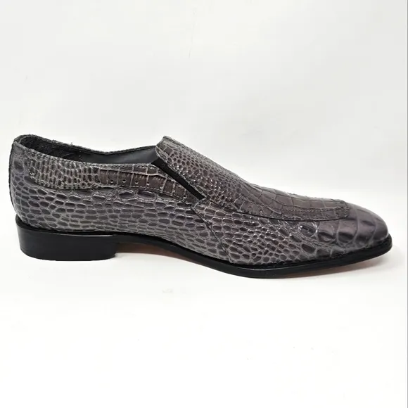Stacy Adams Parisi Gray Leather Crocodile Embossed Loafers Size 13 Style 24903