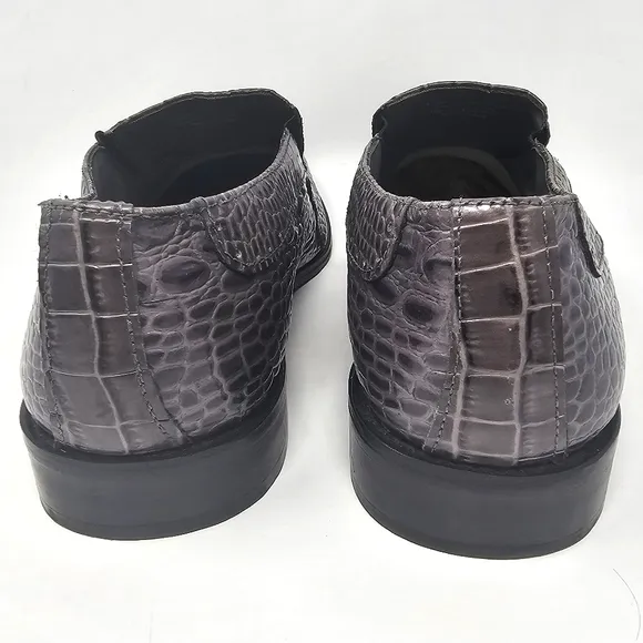 Stacy Adams Parisi Gray Leather Crocodile Embossed Loafers Size 13 Style 24903