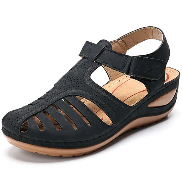 Summer Vintage Wedge Sandals Buckle Casual Sewing Shoes Female Platform Retro Premium Orthopedic Sandalias Ladies 44