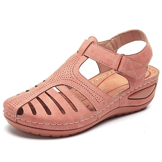 Summer Vintage Wedge Sandals Buckle Casual Sewing Shoes Female Platform Retro Premium Orthopedic Sandalias Ladies 44
