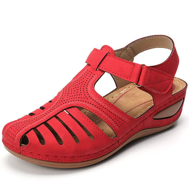 Summer Vintage Wedge Sandals Buckle Casual Sewing Shoes Female Platform Retro Premium Orthopedic Sandalias Ladies 44