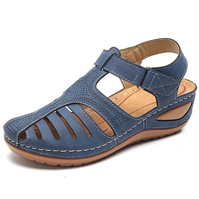 Summer Vintage Wedge Sandals Buckle Casual Sewing Shoes Female Platform Retro Premium Orthopedic Sandalias Ladies 44