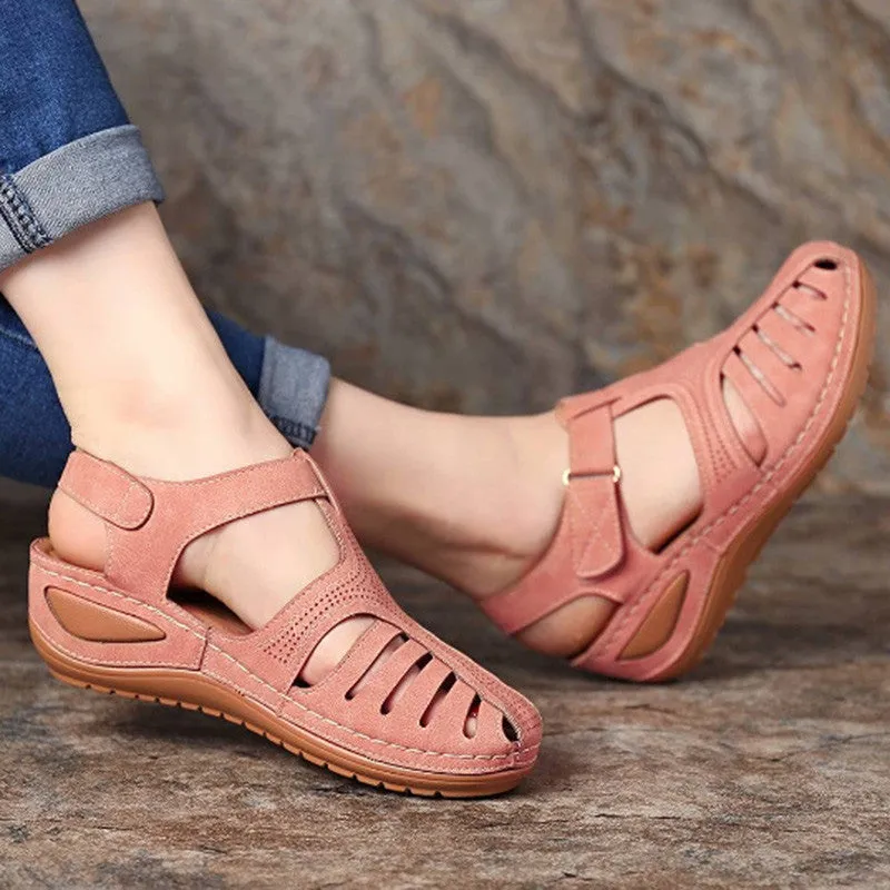 Summer Vintage Wedge Sandals Buckle Casual Sewing Shoes Female Platform Retro Premium Orthopedic Sandalias Ladies 44