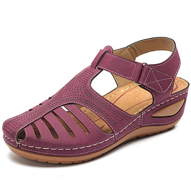 Summer Vintage Wedge Sandals Buckle Casual Sewing Shoes Female Platform Retro Premium Orthopedic Sandalias Ladies 44