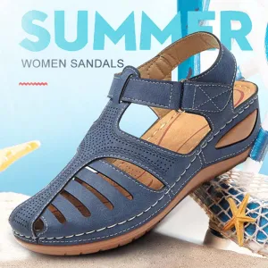 Summer Vintage Wedge Sandals Buckle Casual Sewing Shoes Female Platform Retro Premium Orthopedic Sandalias Ladies 44