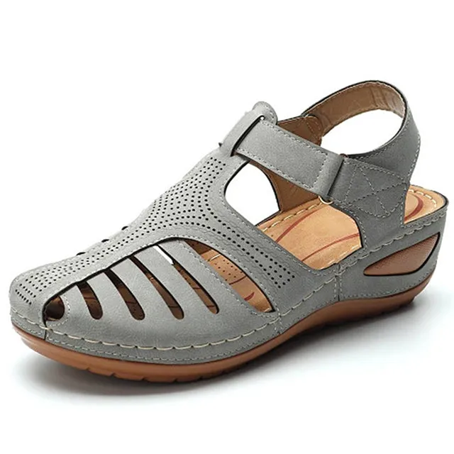 Summer Vintage Wedge Sandals Buckle Casual Sewing Shoes Female Platform Retro Premium Orthopedic Sandalias Ladies 44