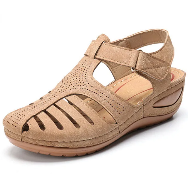 Summer Vintage Wedge Sandals Buckle Casual Sewing Shoes Female Platform Retro Premium Orthopedic Sandalias Ladies 44