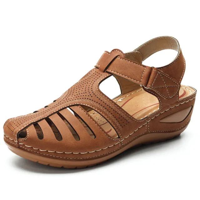 Summer Vintage Wedge Sandals Buckle Casual Sewing Shoes Female Platform Retro Premium Orthopedic Sandalias Ladies 44