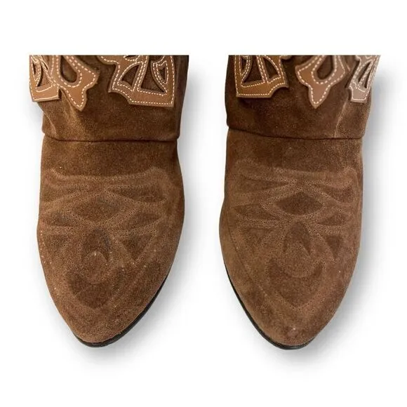 Sundance Leather Suede Appliqué Western Boots Size 39