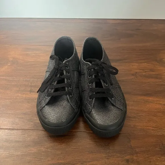 Superga 2750 Lamew Hematite Black glitterTextured Sneakers- Size 1 NWOT