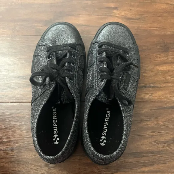 Superga 2750 Lamew Hematite Black glitterTextured Sneakers- Size 1 NWOT