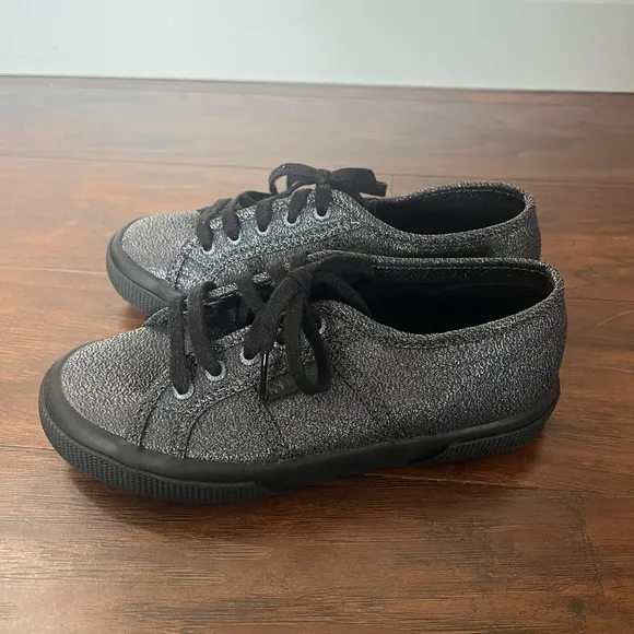Superga 2750 Lamew Hematite Black glitterTextured Sneakers- Size 1 NWOT