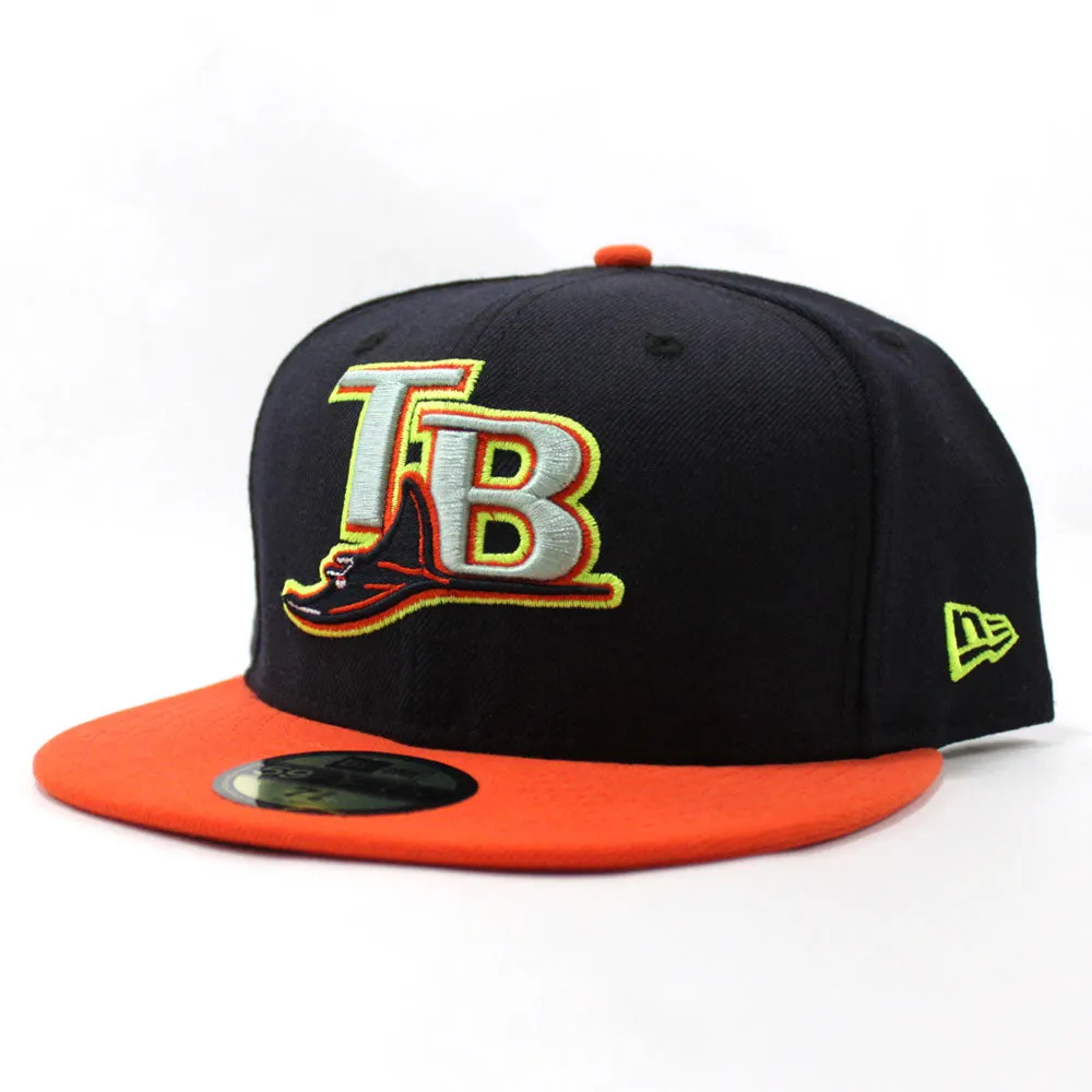 Tampa Bay Rays New Era 59FIFTY Fitted Hat (Navy Orange Lime)
