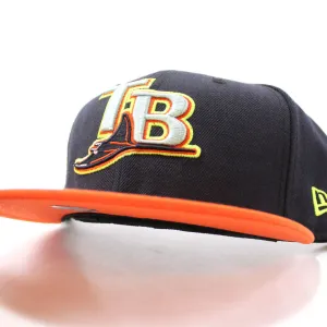 Tampa Bay Rays New Era 59FIFTY Fitted Hat (Navy Orange Lime)