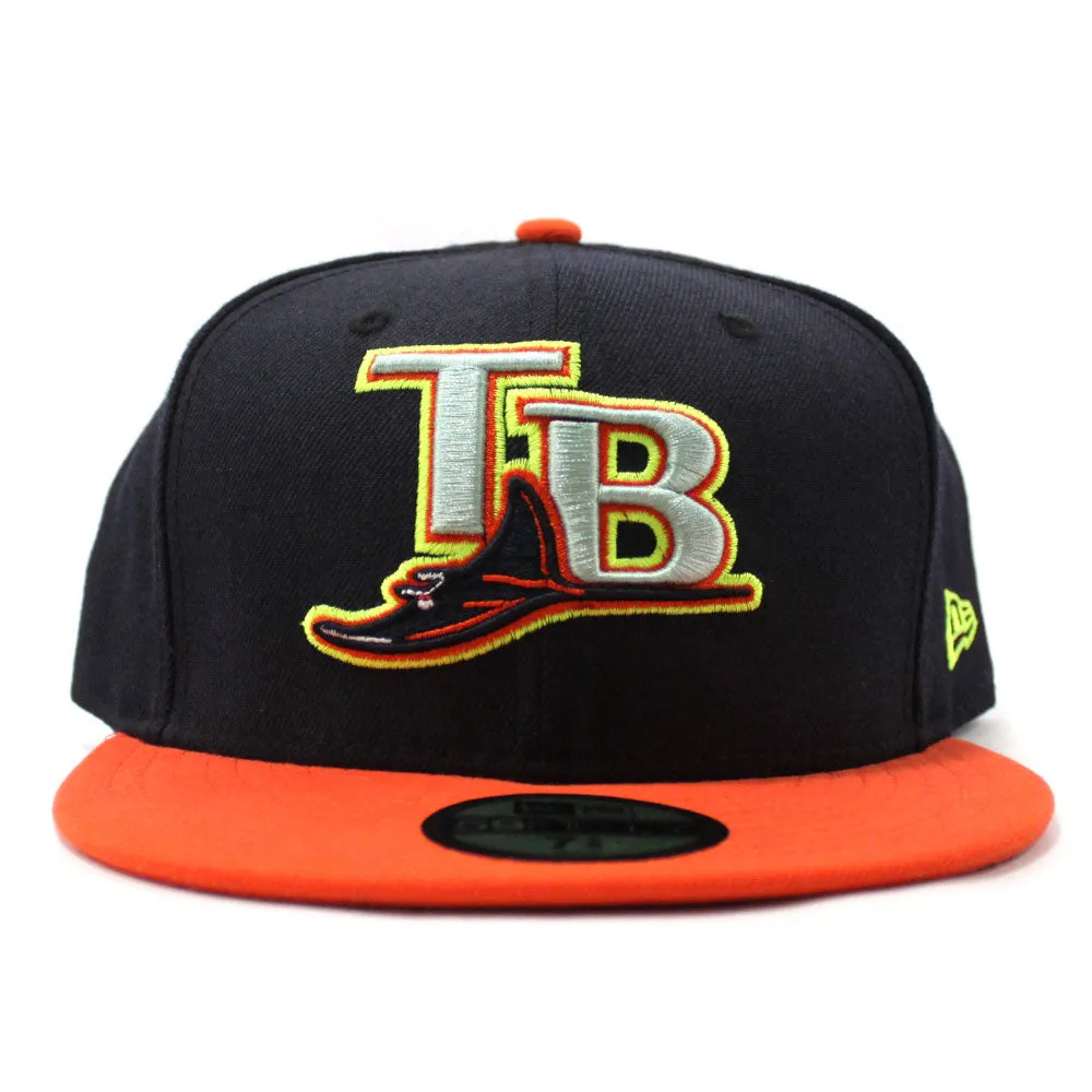 Tampa Bay Rays New Era 59FIFTY Fitted Hat (Navy Orange Lime)