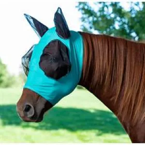 TK37400-50-1-M-Turquois Fly Mask Lycra Covered Ear