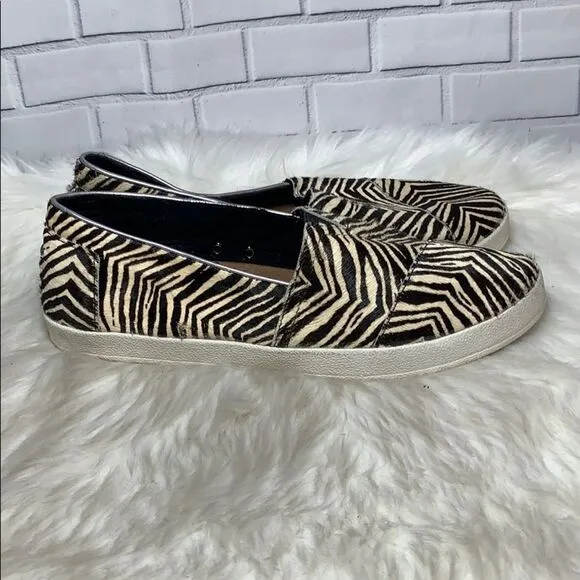 Toms Avalon Pony Hair Zebra Print Loafers Sz 42/10