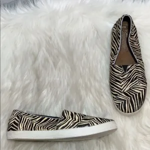 Toms Avalon Pony Hair Zebra Print Loafers Sz 42/10