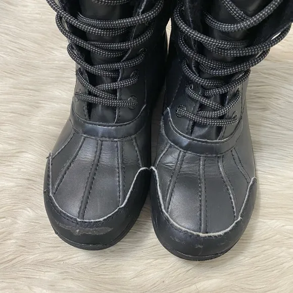 UGG Kids Butte II CWR Black Waterproof Wool Lined Lace Up Winter Snow Boots 4