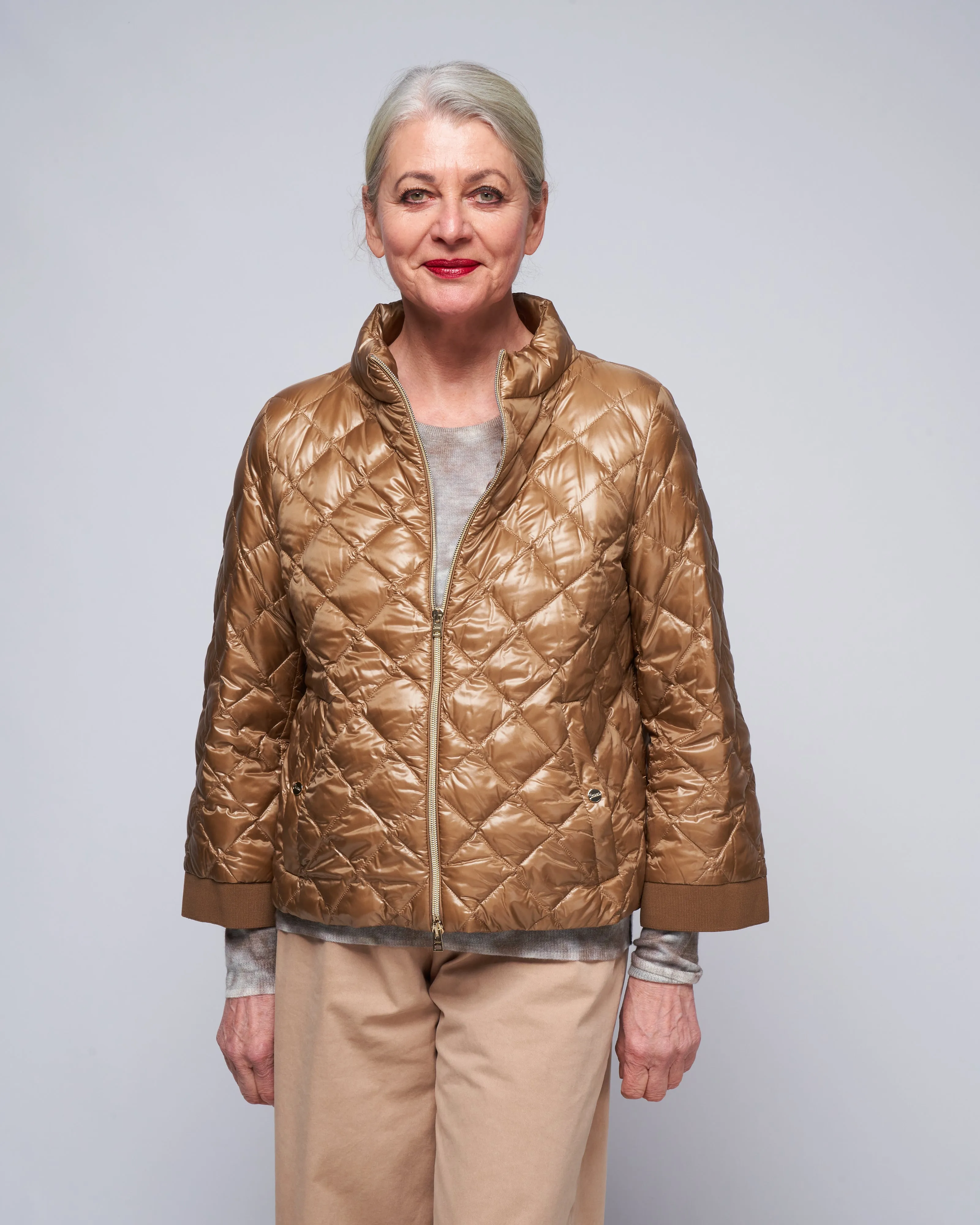 ultralight quilted a-line short jacket - bronze